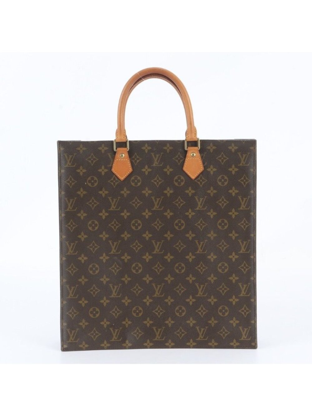 Louis Vuitton Monogram Sac Plat Leather Tote Bag Shoulder Business